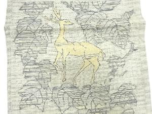 アンティーク　鹿に蔦の葉模様織り出し名古屋帯